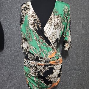 Elegant Green and Black Wrap Top